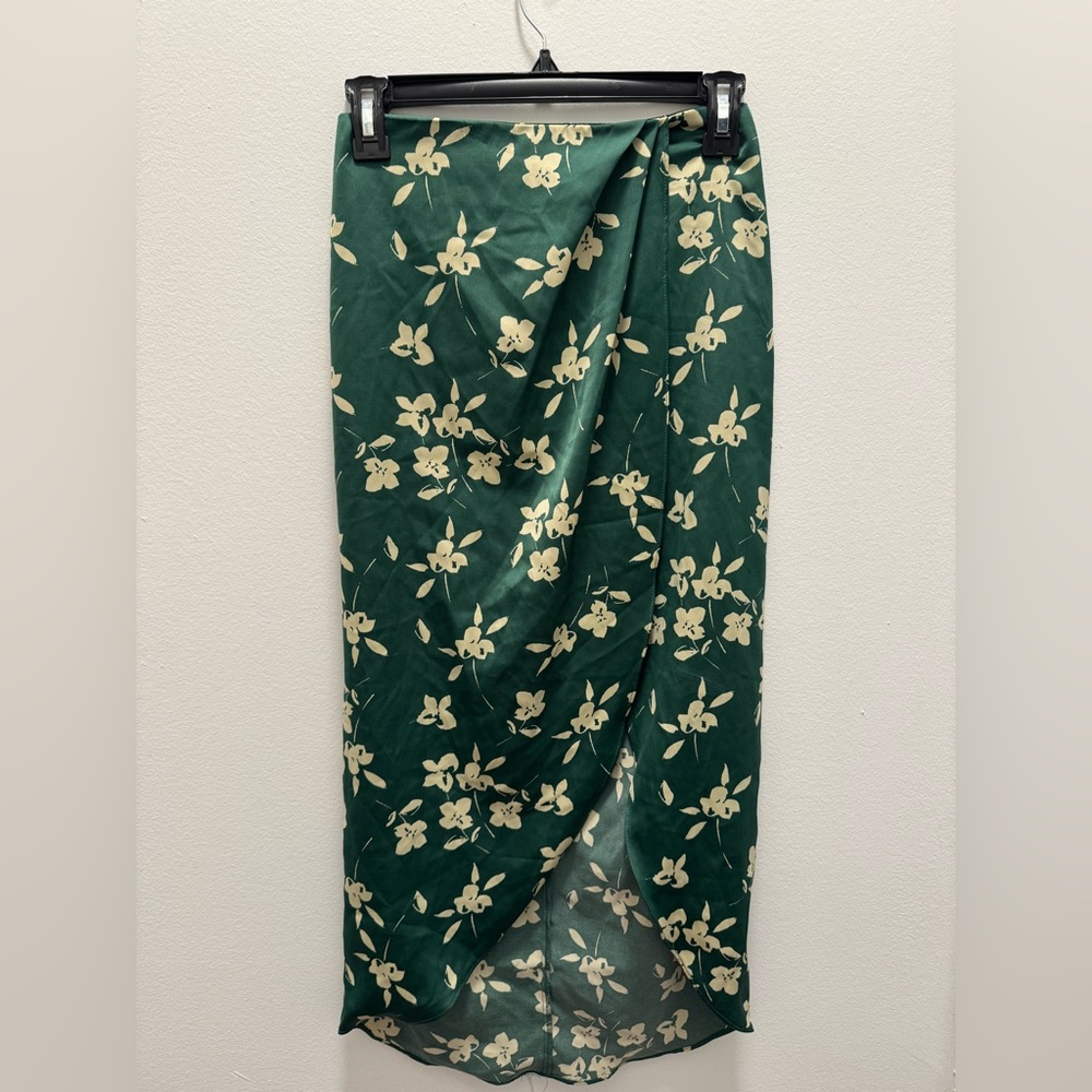 Urban Outfitters Green Floral Midi Skirt